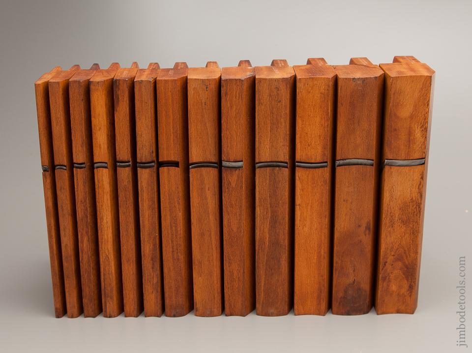 Great! Crisp Set of 13 MOCKRIDGE & FRANCIS Hollows & Rounds Molding Planes circa 1835-68 Newark, NJ - 77219