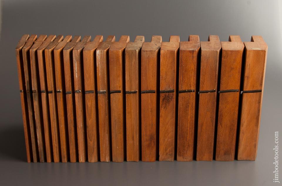 Complete Set of 18 GRIFFITHS NORWICH Hollows & Rounds SKEWED Moulding Planes circa 1803-1958 NEAR MINT! - 77278