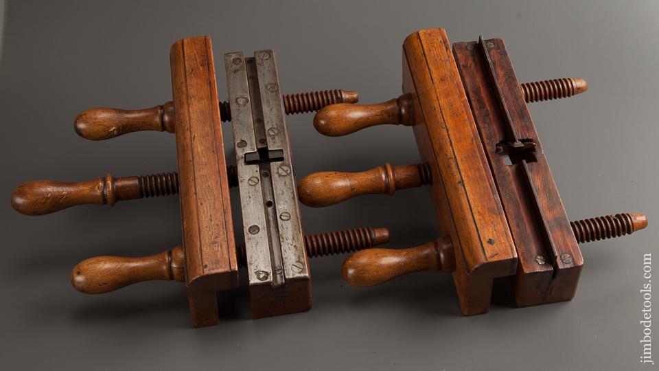 Unheard of! Pair of Three Arm Tongue & Groove Planes in Pear Wood - 77284