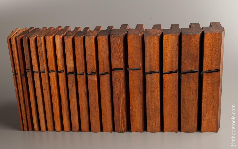 Complete Harlequin Set of 18 Hollows & Rounds Moulding Planes Matched Maker Pairs Numbered EVENS - 77345