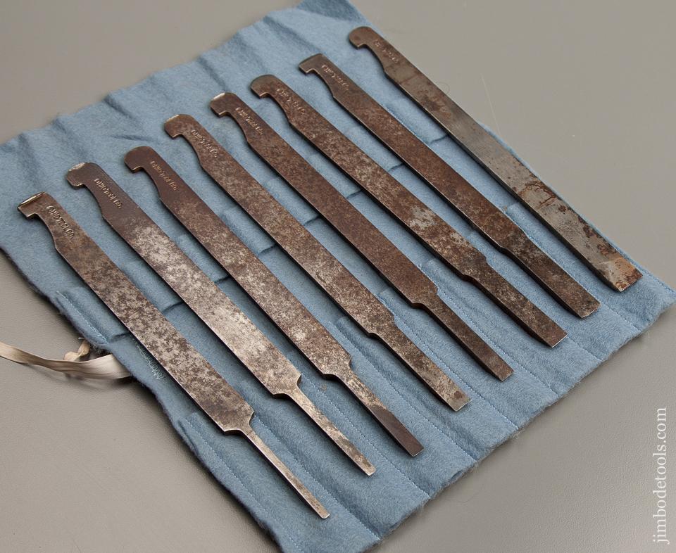 Graduated Set of 8 OHIO TOOL CO. Plow Plane Irons for Center Wheel Plow Plane in Roll - 77381R