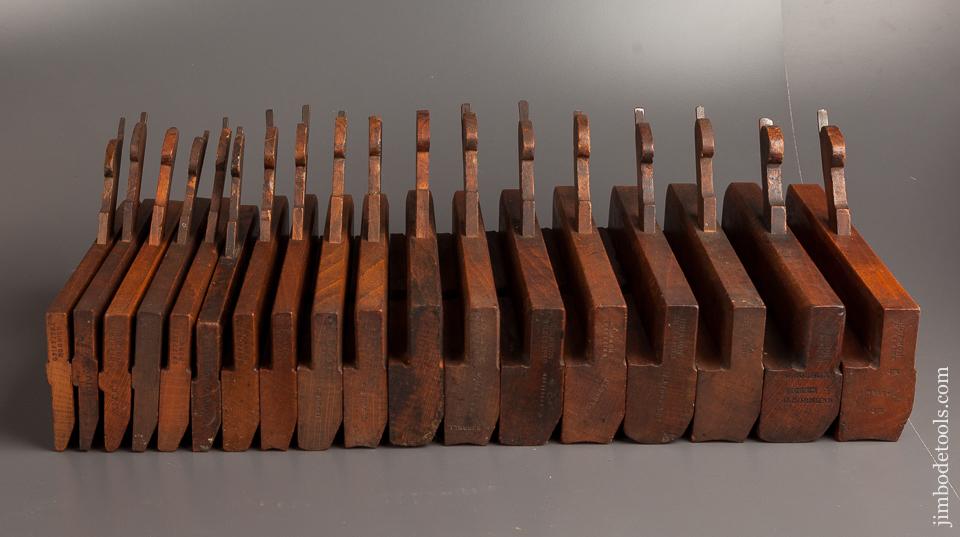 Complete Set of 18 GRIFFITHS NORWICH Hollows & Rounds Moulding Planes circa 1803-1958 EVENS - 77522