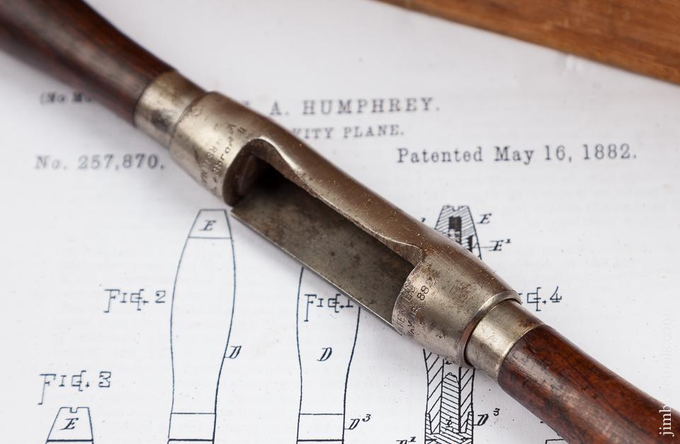 HUMPHREY Patent May 16, 1882 Cavity Plane (Spoke Shave) in Original Wooden Box - 77598U