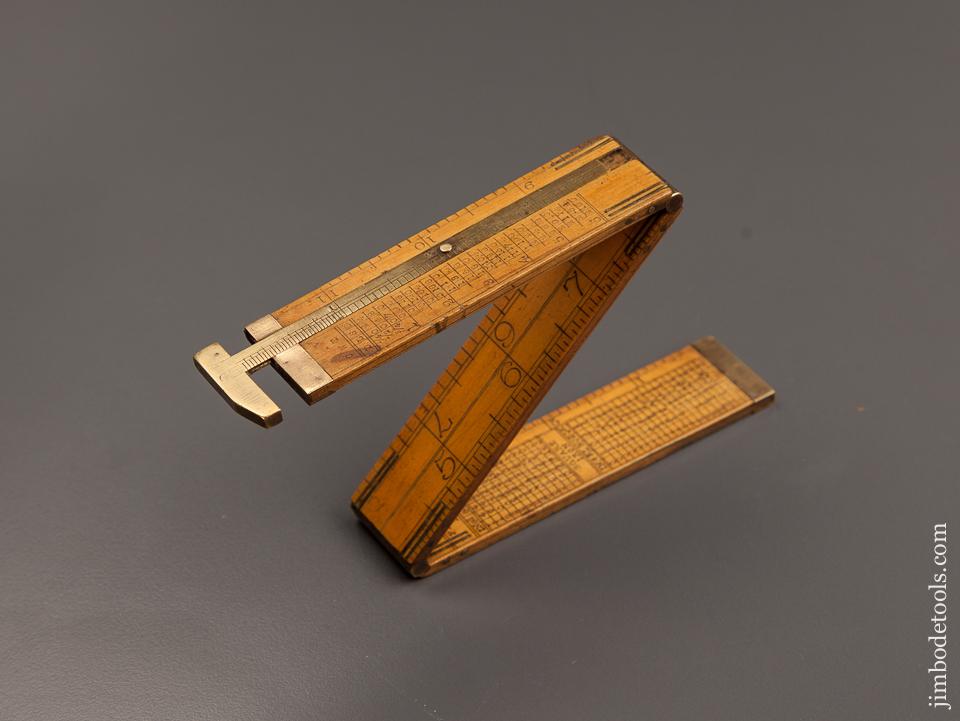 Rare Three-Fold Boxwood and Brass Iron Monger's Rule - 77626R