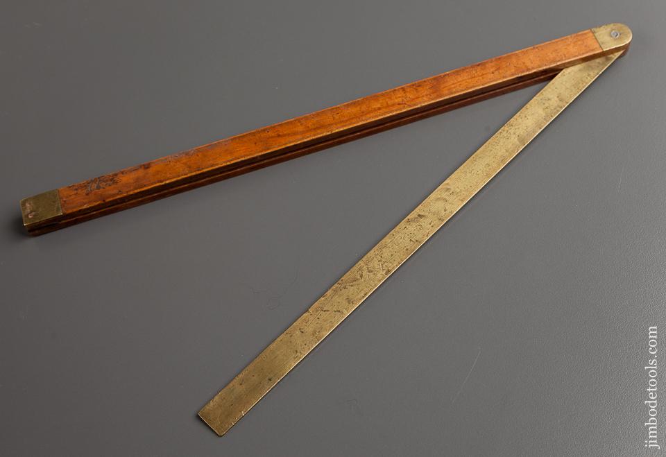 J. & G.H. WALKER MAKERS NEW YORK 12 inch Boxwood and Brass Ship's Bevel Rule circa 1849-73 - 77649R
