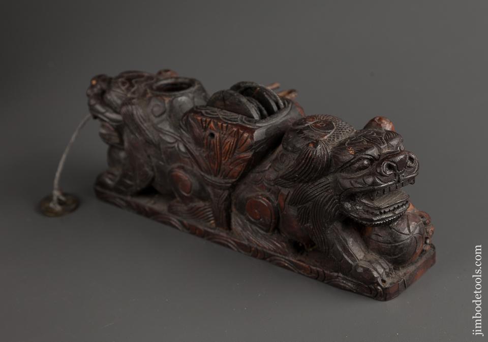 Superb! Japanese Sumitsubo Figural Foo Dog Ink Line - 77817U