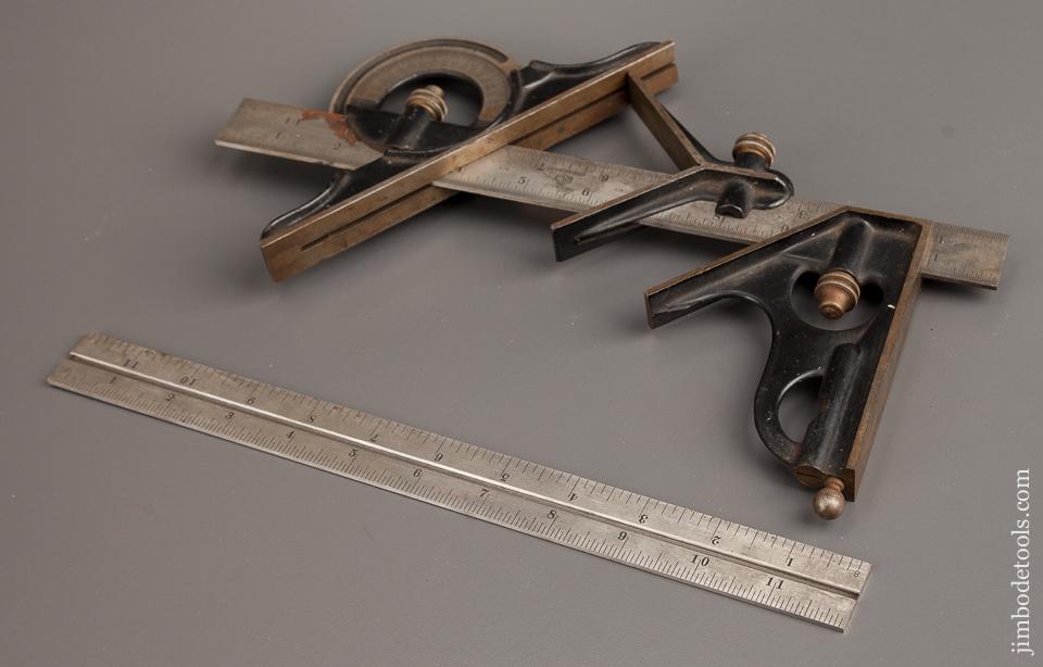 Three Piece Combination Square Set with Two STARRETT 12 inch Scales - 77850