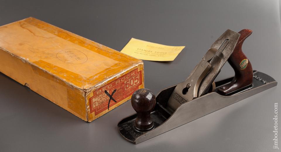 Extra Fine! STANLEY No. 605 BEDROCK Jack Plane with Decal circa 1920s in Original Box SWEETHEART - 77880R