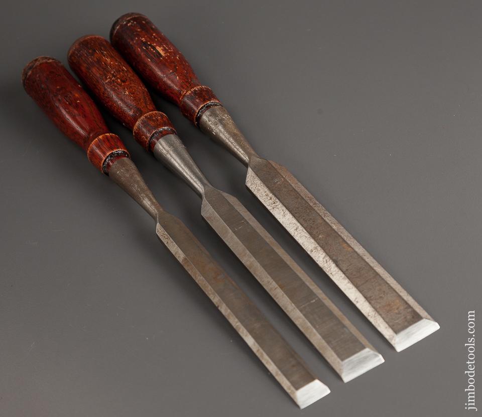 EXTRA FINE Set of Three STANLEY Socket Chisels NEAR MINT - 78038