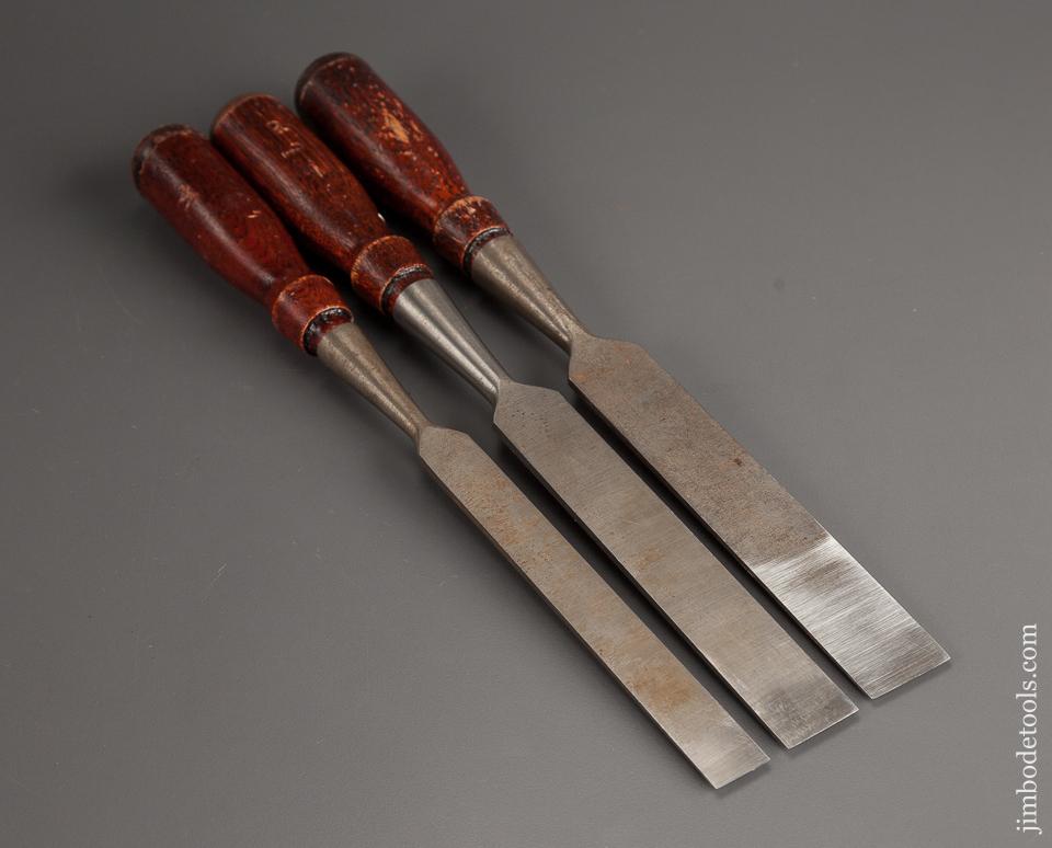 EXTRA FINE Set of Three STANLEY Socket Chisels NEAR MINT - 78038
