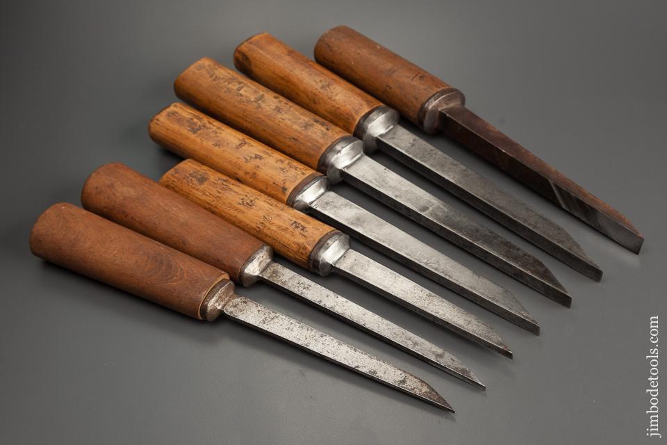 Great Working Set of Seven SORBY Pig Sticker Mortise Chisels - 78481