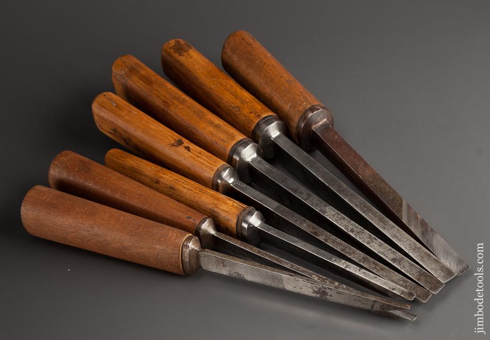 Great Working Set of Seven SORBY Pig Sticker Mortise Chisels - 78481