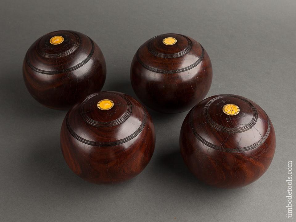 Lovely Lignum Lawn Bowl Bocce Set in Original Carrying Case by SLAZENGER - 78714