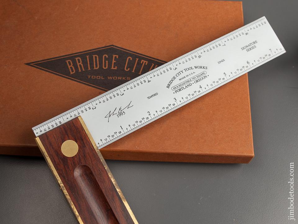 1995 BRIDGE CITY TOOL WORKS AS-9 Rosewood Adjustable Try Square in Original Box - 78725