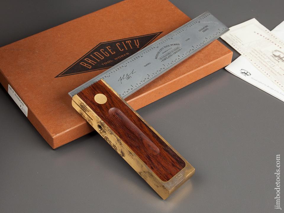 1995 BRIDGE CITY TOOL WORKS AS-9 Rosewood Adjustable Try Square in Original Box - 78725