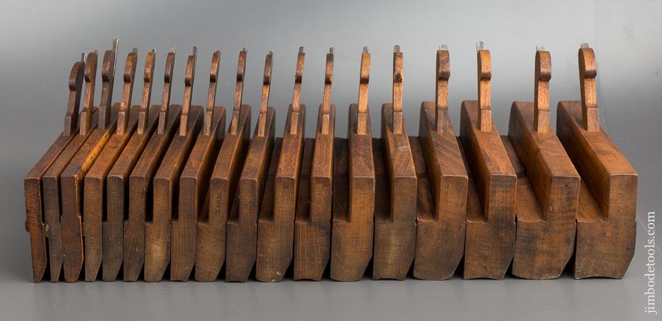 Set of 18 Hollows & Rounds Moulding Planes by LUND LONDON circa 1805-31 EVENS -79093