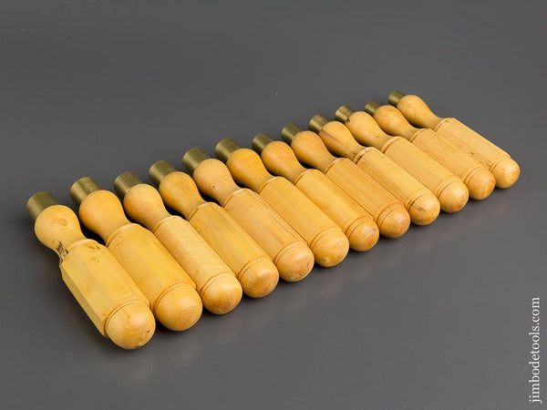 Set of Twelve NEW OLD STOCK Boxwood London Pattern Chisel Handles