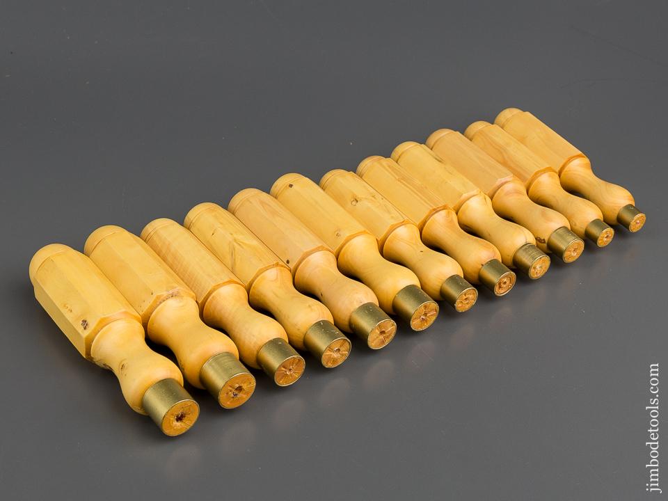 Set of Twelve NEW OLD STOCK Boxwood London Pattern Chisel Handles - 79152