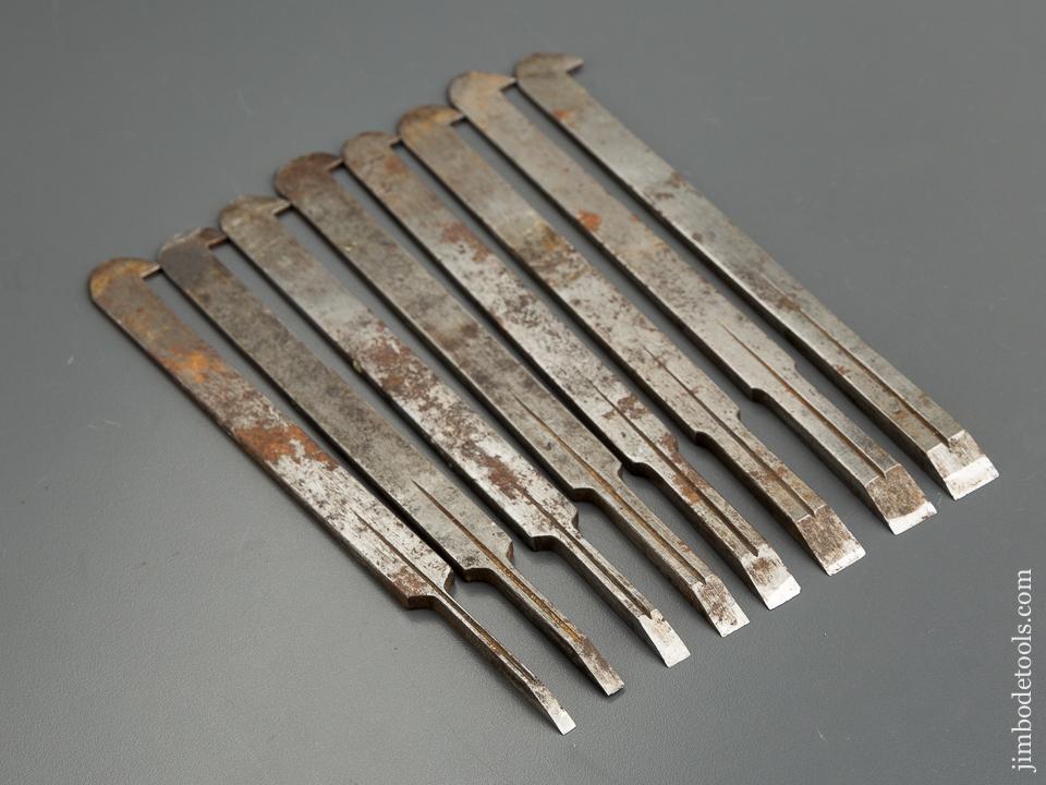 RARE Set of 8 Graduated JOSEPH SMITH Plow Plane Irons - 79163