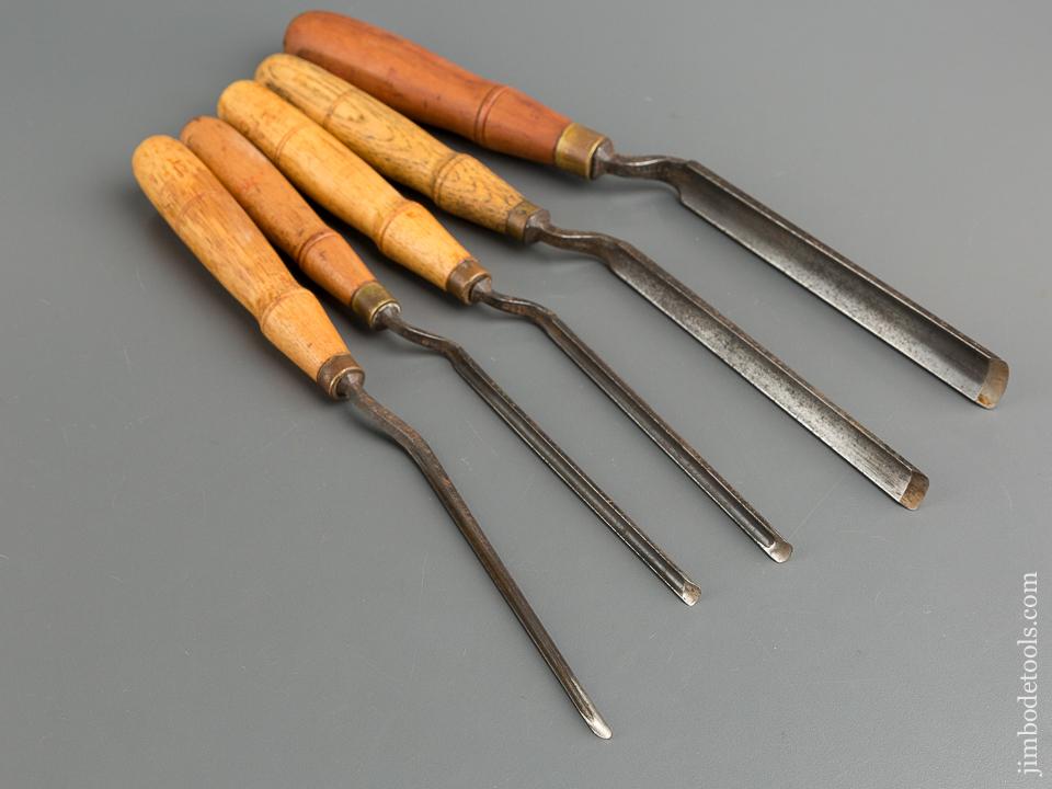 Set of Five BUCK BROS Crank Neck Paring Gouges - 79403