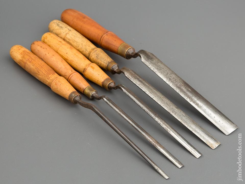 Set of Five BUCK BROS Crank Neck Paring Gouges - 79403