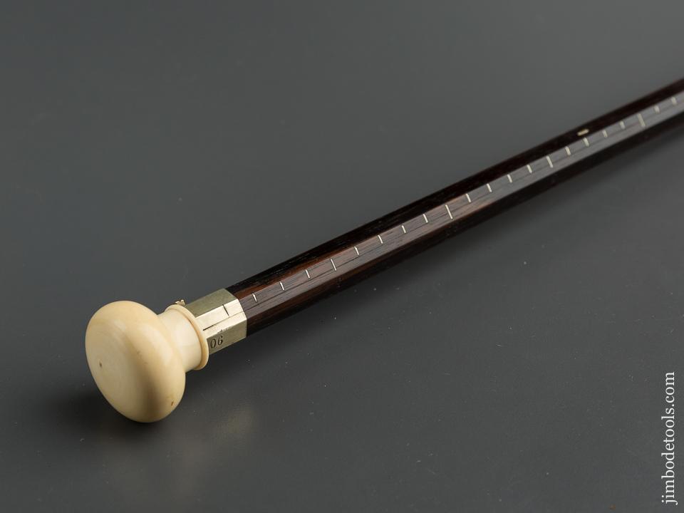 Elegant Rosewood and Silver Walking Measuring Stick One Meter Measure - 79637U