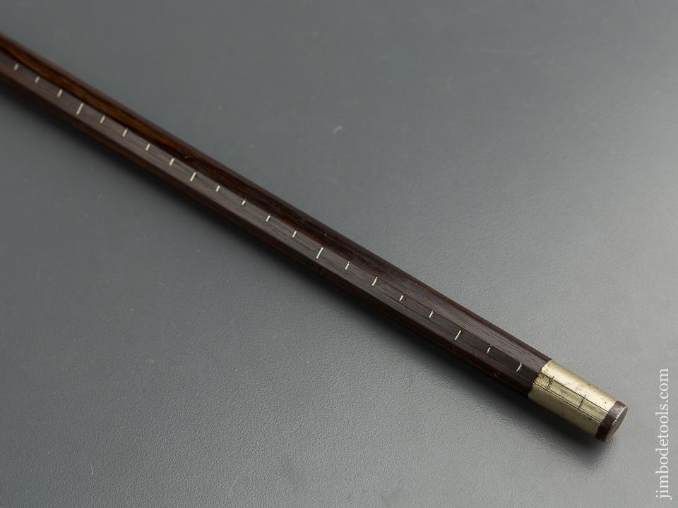 Elegant Rosewood and Silver Walking Measuring Stick One Meter Measure - 79637U