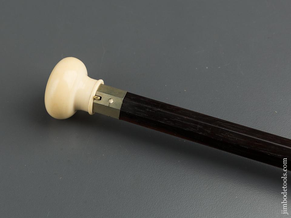 Elegant Rosewood and Silver Walking Measuring Stick One Meter Measure - 79637U