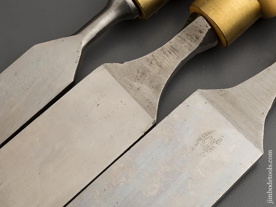 NEW OLD STOCK Set of Eight JAMES SWAN Tang Firmer Chisels with London Boxwood Handles ALL UNUSED! - 79791