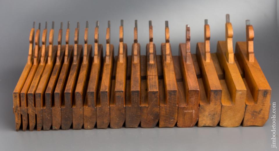 Complete Set of 18 EVEN Hollows & Rounds Moulding Planes by TURNER circa 1841-1912 Sheffield - 79824