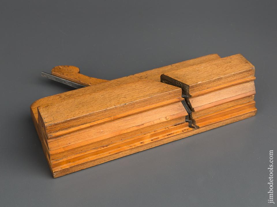 Amazing Triple Boxed 18th Century Beech S. HUGHES Complex Molding Plane EXTRA FINE - 79954