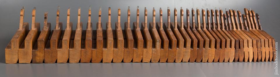 AMAZING! Full Set of 36 GRIFFITHS NORWICH Hollows & Rounds Moulding Planes circa 1803-1958 SKEWED - 80028