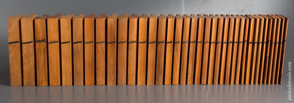AMAZING! Full Set of 36 GRIFFITHS NORWICH Hollows & Rounds Moulding Planes circa 1803-1958 SKEWED - 80028