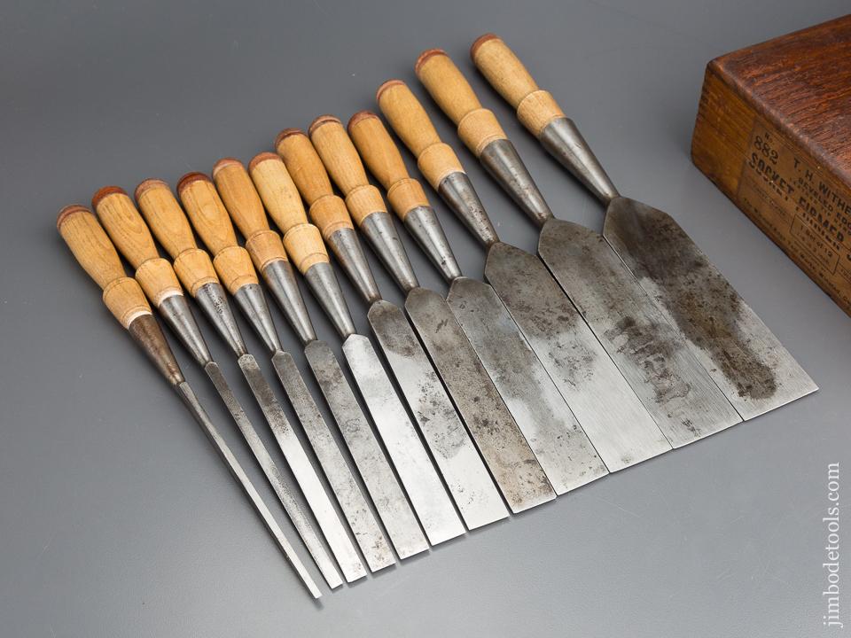 T.H. WITHERBY No. 882 Socket Firmer Chisel Set in Original Box! FINE - 80038