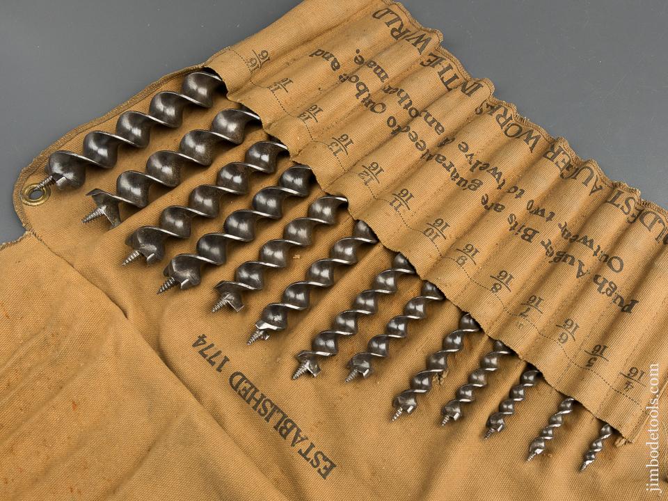 Complete Set of 13 PUGH Auger Bits in Original Roll - 80056