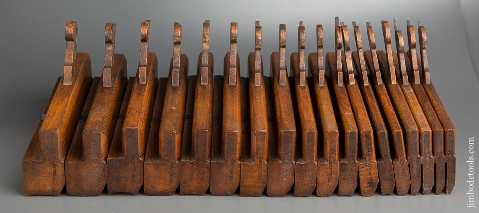 Complete Set of 18 Hollows & Rounds MATCHED PAIRS Moulding Planes EVENS by Two Makers TAYLOR & SON and HAYES - 80059