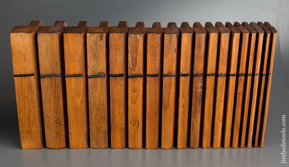 Complete Set of 18 Hollows & Rounds MATCHED PAIRS Moulding Planes EVENS by Two Makers TAYLOR & SON and HAYES - 80059