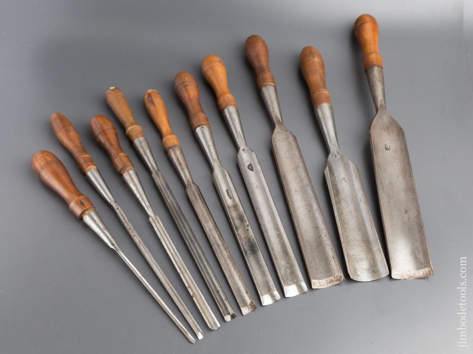 Set of Ten D.R. BARTON Socket Paring Gouges EXTRA FINE - 80064