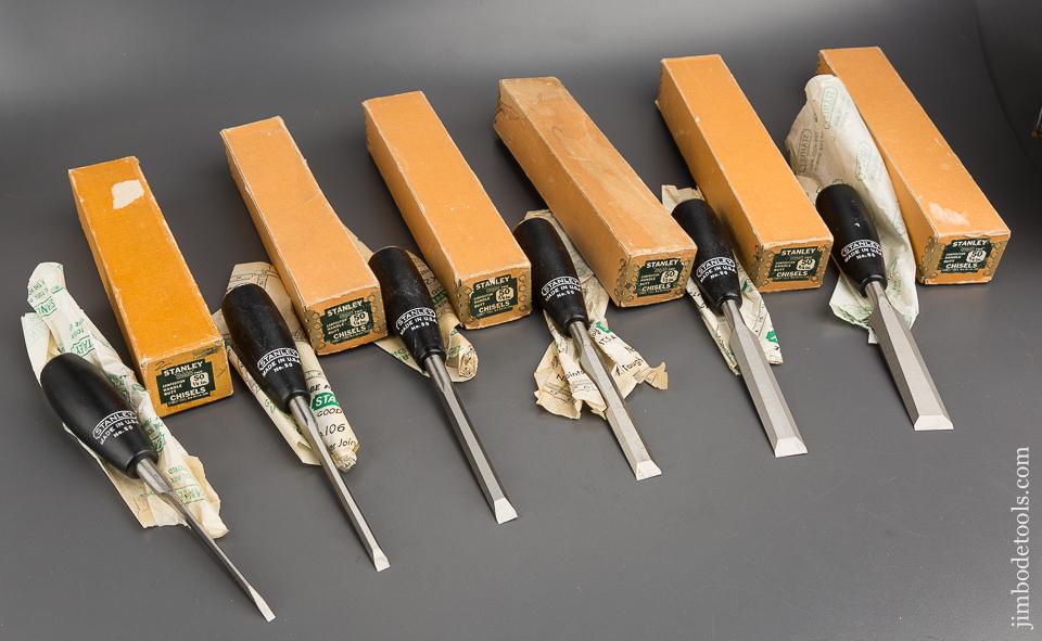 DEAD MINT! Set of Six STANLEY No. 50 Composition EVERLASTING Butt Chisels in Original Boxes! - 80077