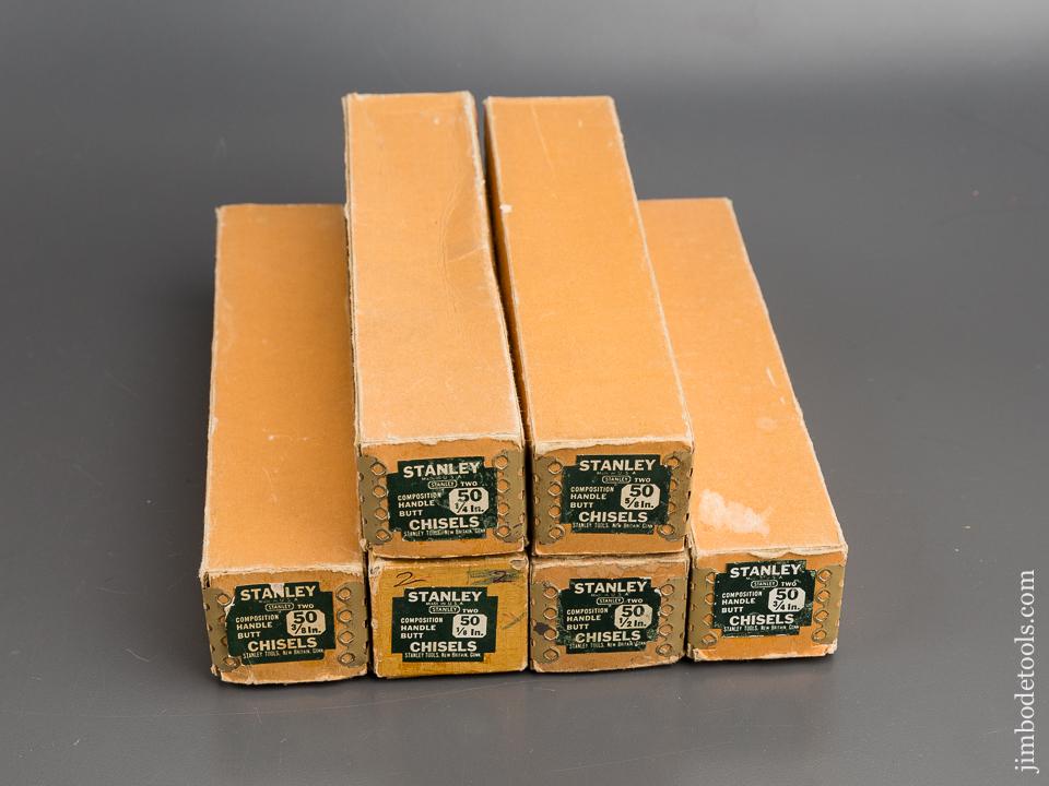 DEAD MINT! Set of Six STANLEY No. 50 Composition EVERLASTING Butt Chisels in Original Boxes! - 80077
