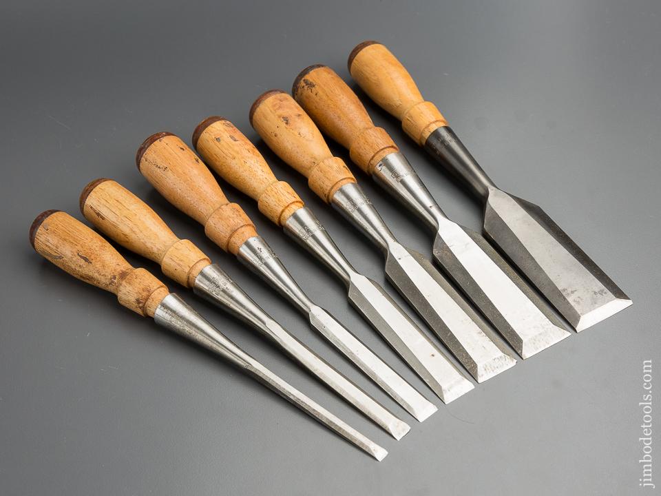 RARE! Full Set of Seven STANLEY No. 1756 Butt Socket Chisel circa 1939-41 RARE - 80078