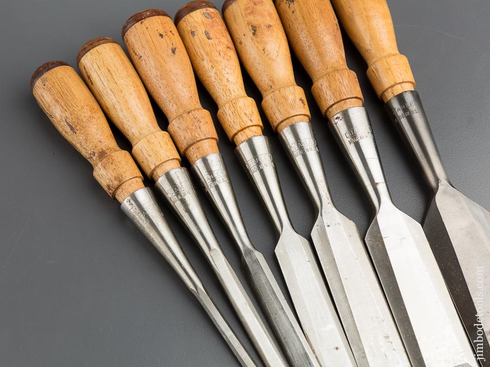 RARE! Full Set of Seven STANLEY No. 1756 Butt Socket Chisel circa 1939-41 RARE - 80078