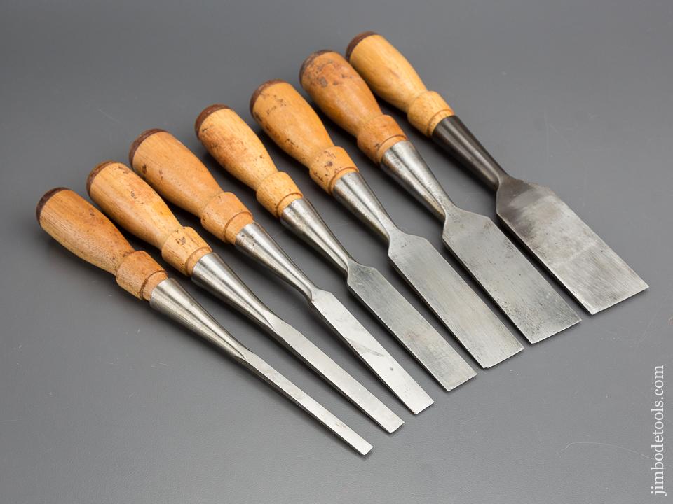 RARE! Full Set of Seven STANLEY No. 1756 Butt Socket Chisel circa 1939-41 RARE - 80078