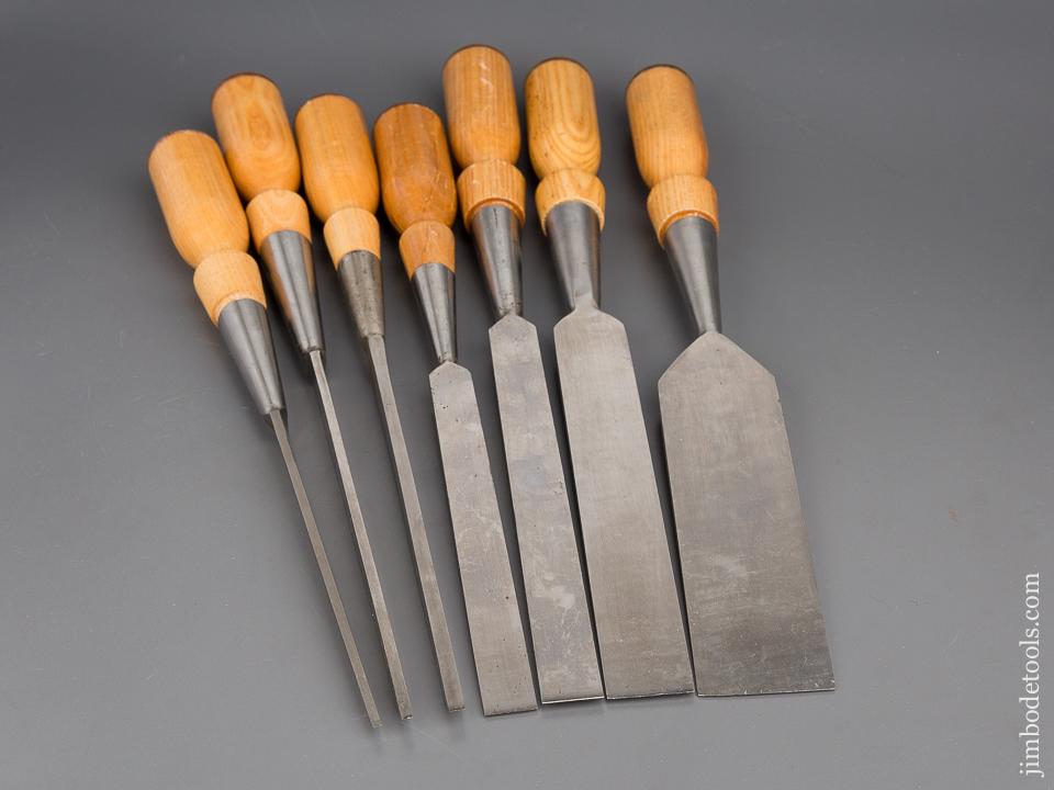 UNUSED Set of Seven JAMES SWAN Socket Firmer Chisels NEW OLD STOCK - 80100