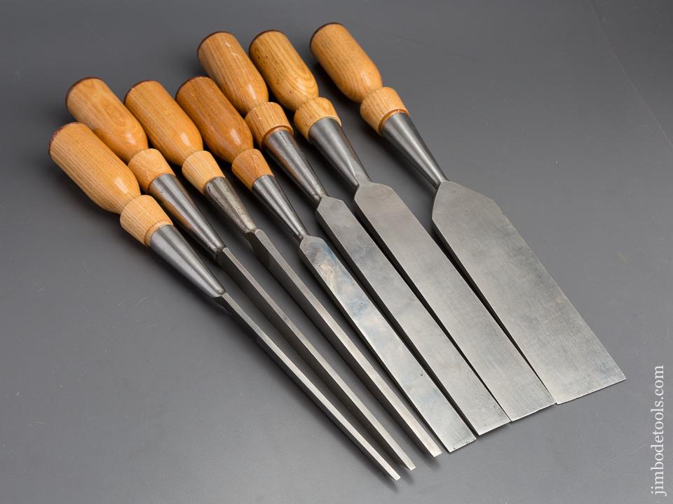 UNUSED Set of Seven JAMES SWAN Socket Firmer Chisels NEW OLD STOCK - 80100