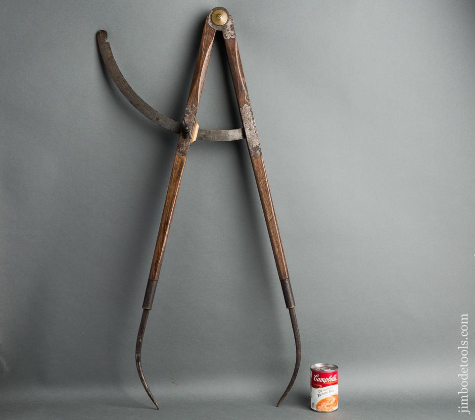 Stunning 38 inch Wheelwright's Caliper in Wood & Steel Dated 1868 Signed JACOUET JOSEPH - 80112U
