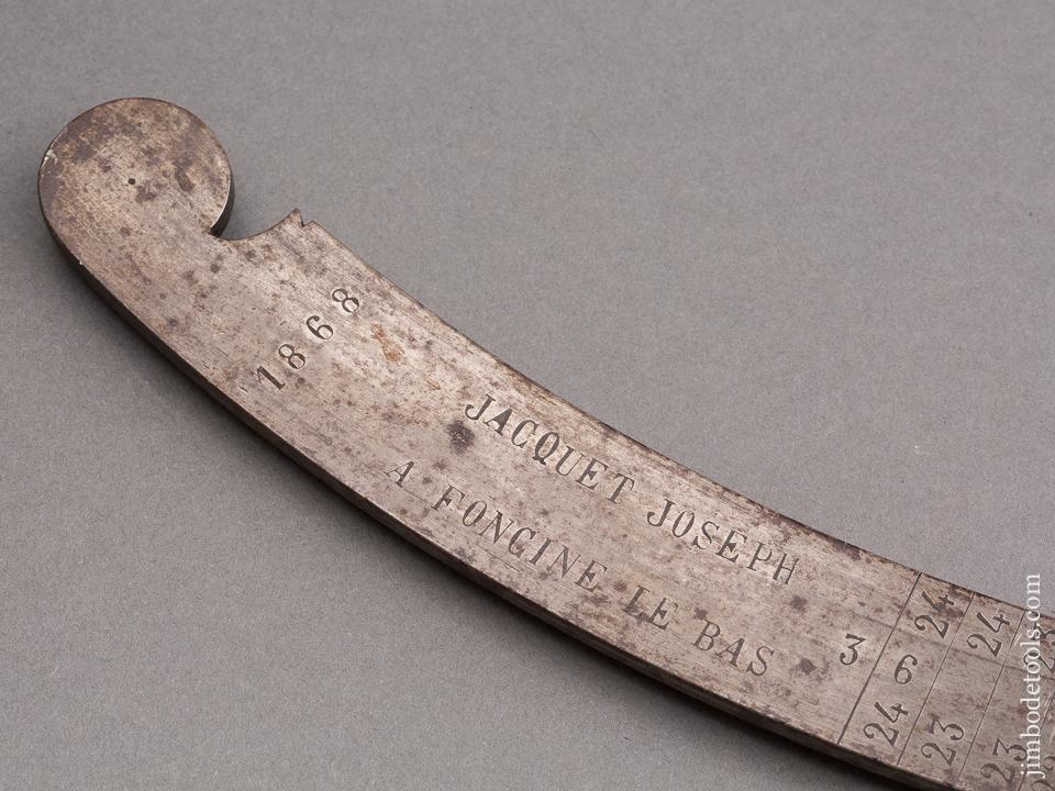 Stunning 38 inch Wheelwright's Caliper in Wood & Steel Dated 1868 Signed JACOUET JOSEPH - 80112U