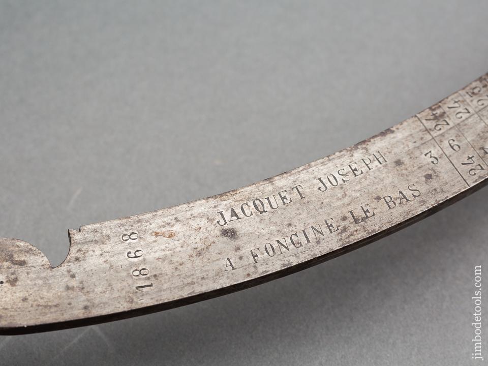 Stunning 38 inch Wheelwright's Caliper in Wood & Steel Dated 1868 Signed JACOUET JOSEPH - 80112U