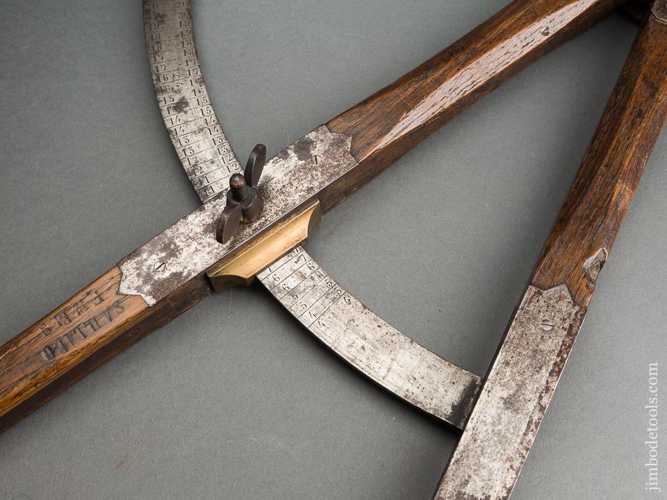 Stunning 38 inch Wheelwright's Caliper in Wood & Steel Dated 1868 Signed JACOUET JOSEPH - 80112U