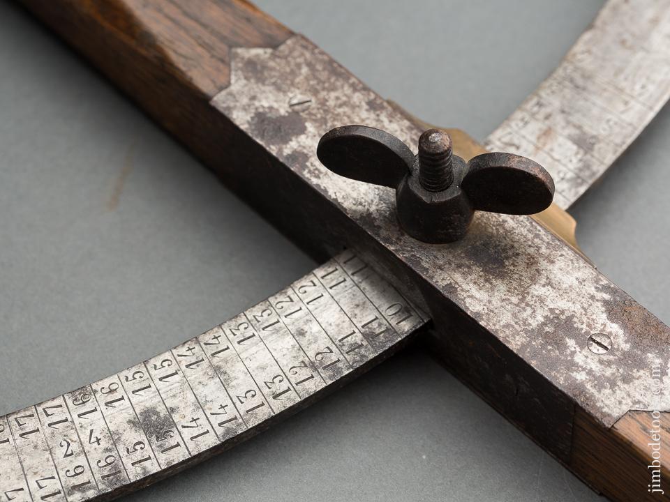Stunning 38 inch Wheelwright's Caliper in Wood & Steel Dated 1868 Signed JACOUET JOSEPH - 80112U